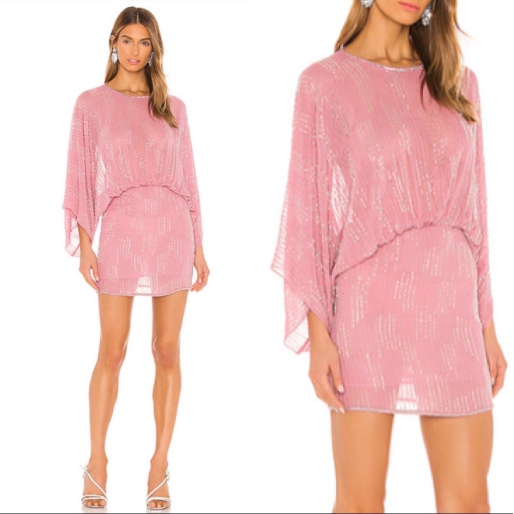 NBD Revolve Soliana Embellished Mini Dress Pink